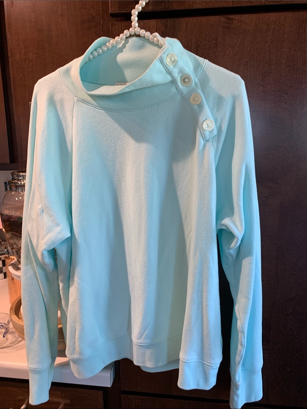 J.Crew Factory Wide Button-Collar Mint Pullover Sweatshirt Size XL
